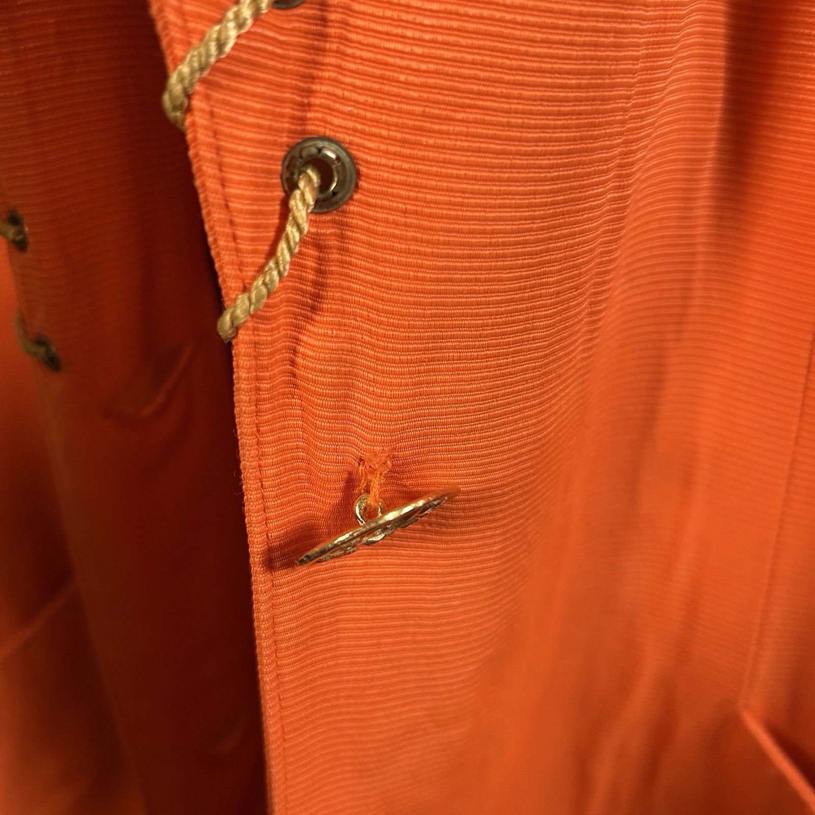 VTG 80s/90s CRISCIONE New York Cache Bright Orange Lace Up Blazer Jacket Sz L