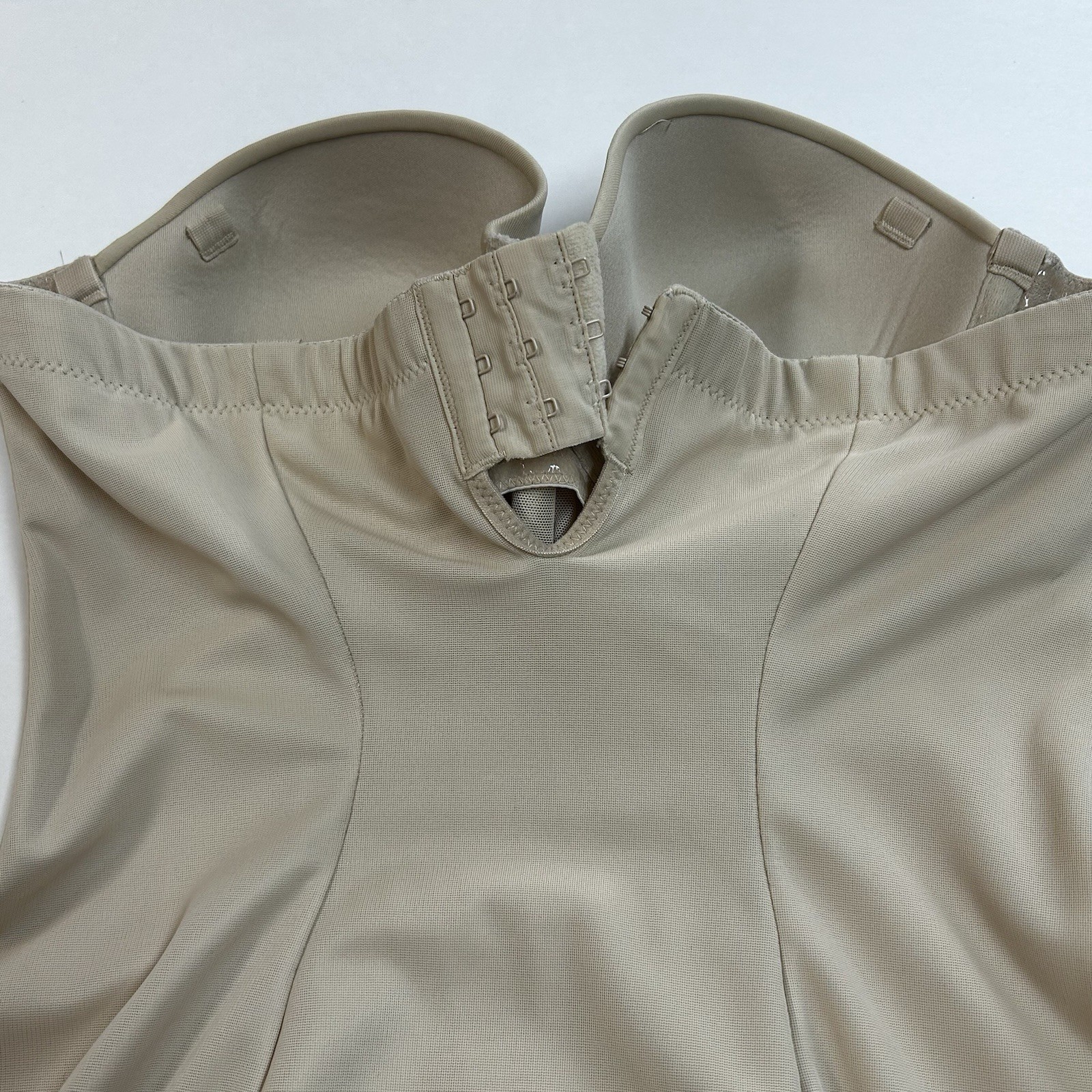 Maidenform 34B Beige Strapless Shaper Slip With Attached Bodysuit Panty