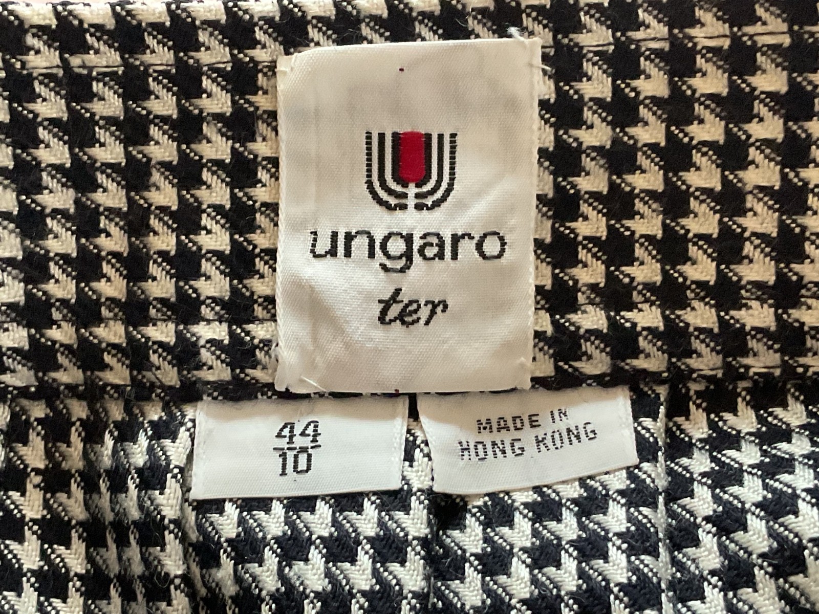 Vtg Ungaro Black White Houndstooth Wool & Rayon Skirt Size 44 / 10 Upscale Vibe!