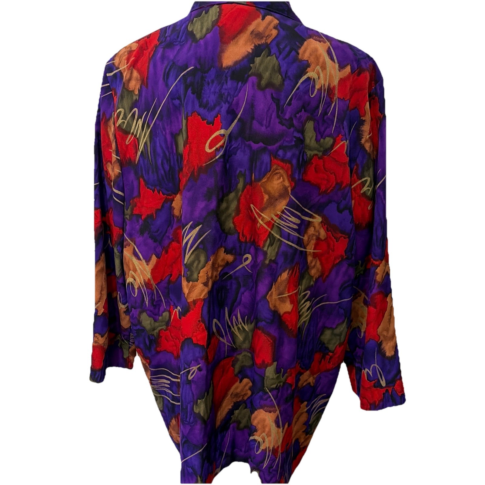 VTG 80s Emily Adams Colorful Floral Jacket & Matching Top Sz XL Long Line Artsy