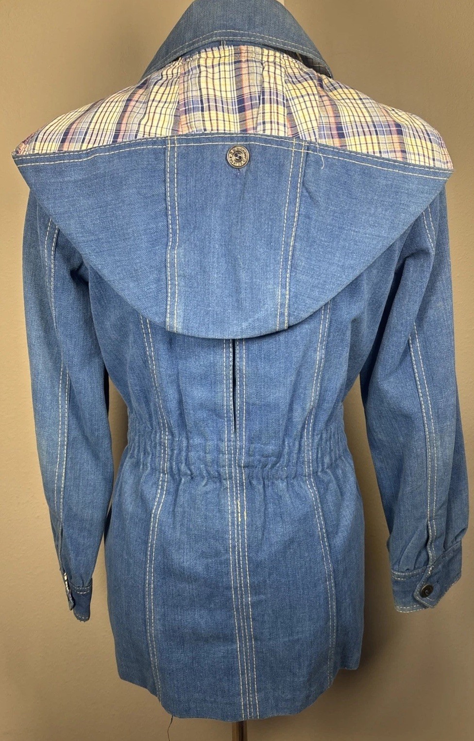 70s Brush Denim Womens Button Front Belted Jacket Blue Kemington Express