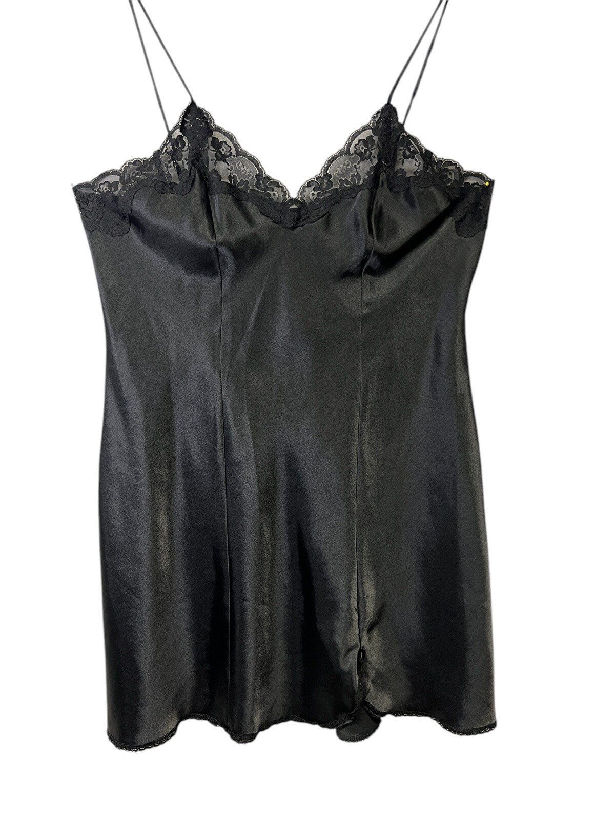 Vintage Whispers Slip Dress Babydoll Lingerie Black Satin Lace XL
