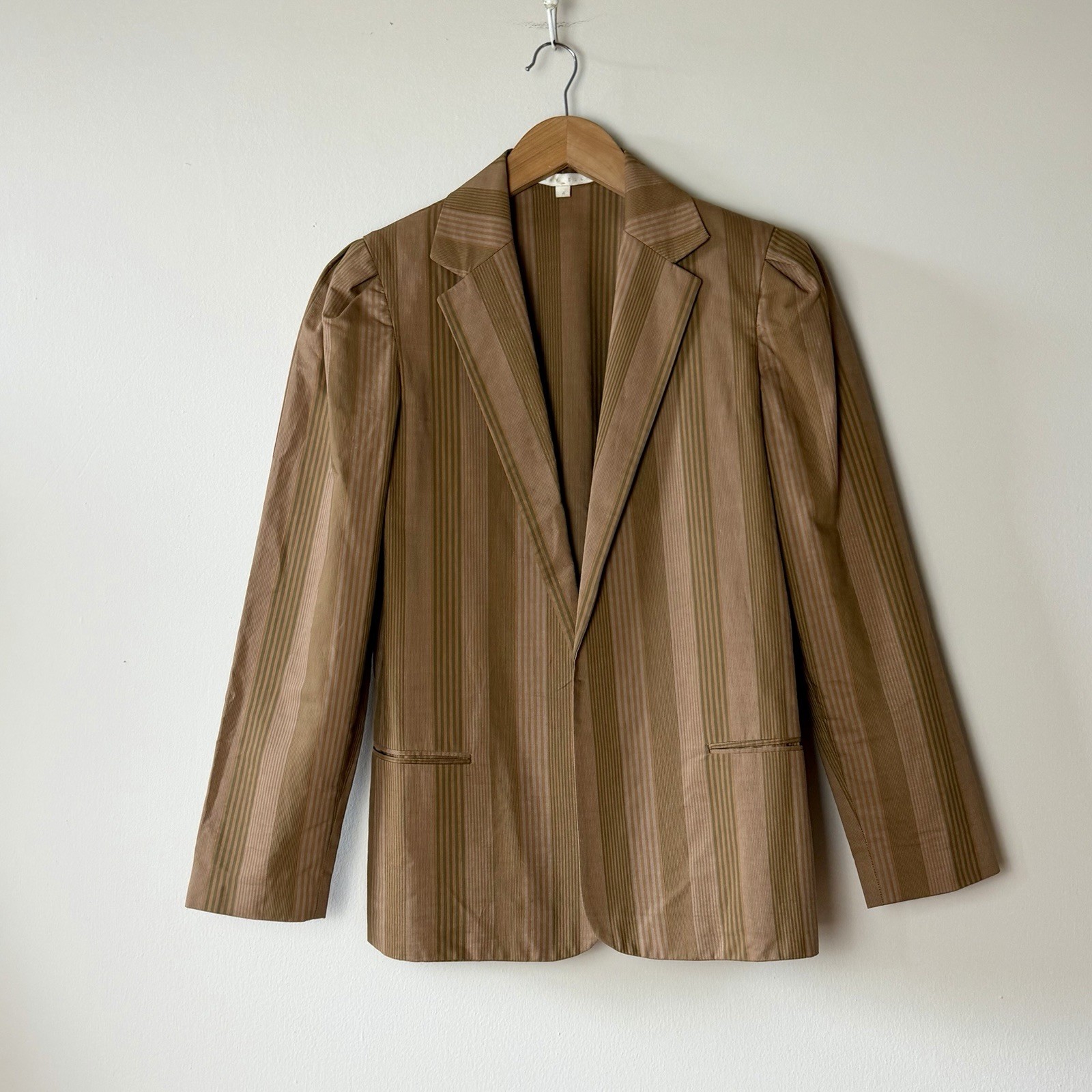 80s Perry Ellis Collection Striped Cotton Jacket Neutrals Size 4