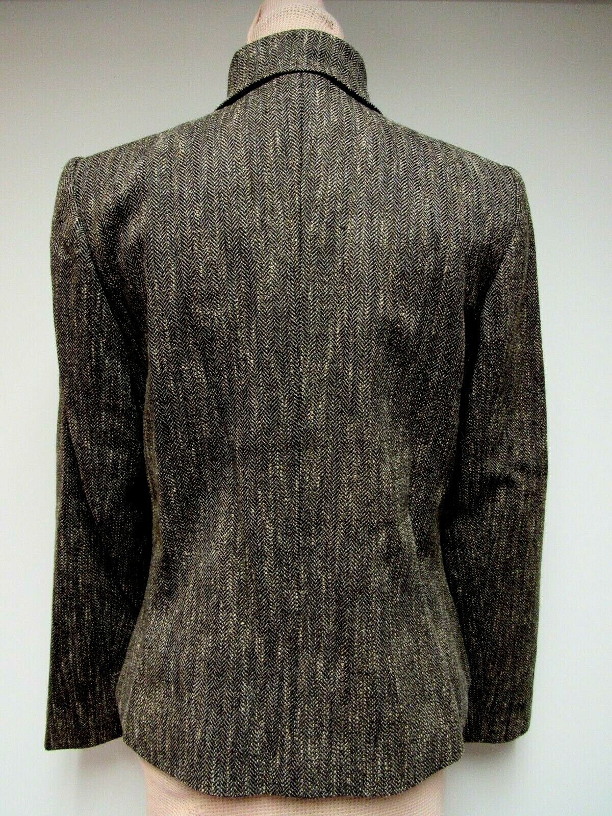 VTG COMPANY ELLEN TRACY Wool Blnd Jacket Biker Style Zipper Harris Tweed Gray 6