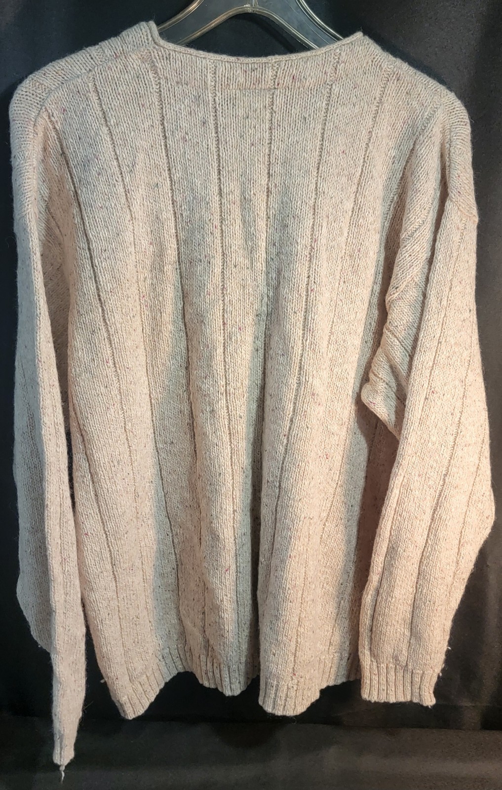 Vtg Northern Reflections Sweater Medium Cream Speckled Button Collar Earthy USA