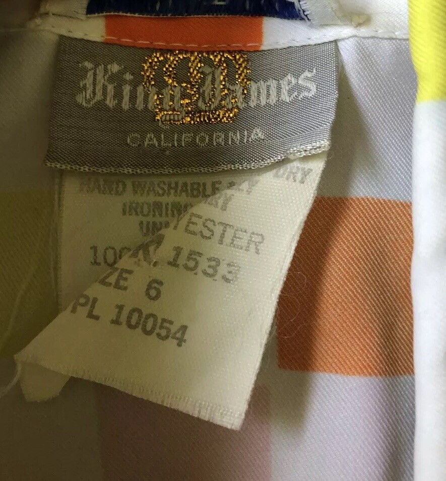 King James of California Shirt Women’s 6 Vintage Geometric Print Bonwit Teller