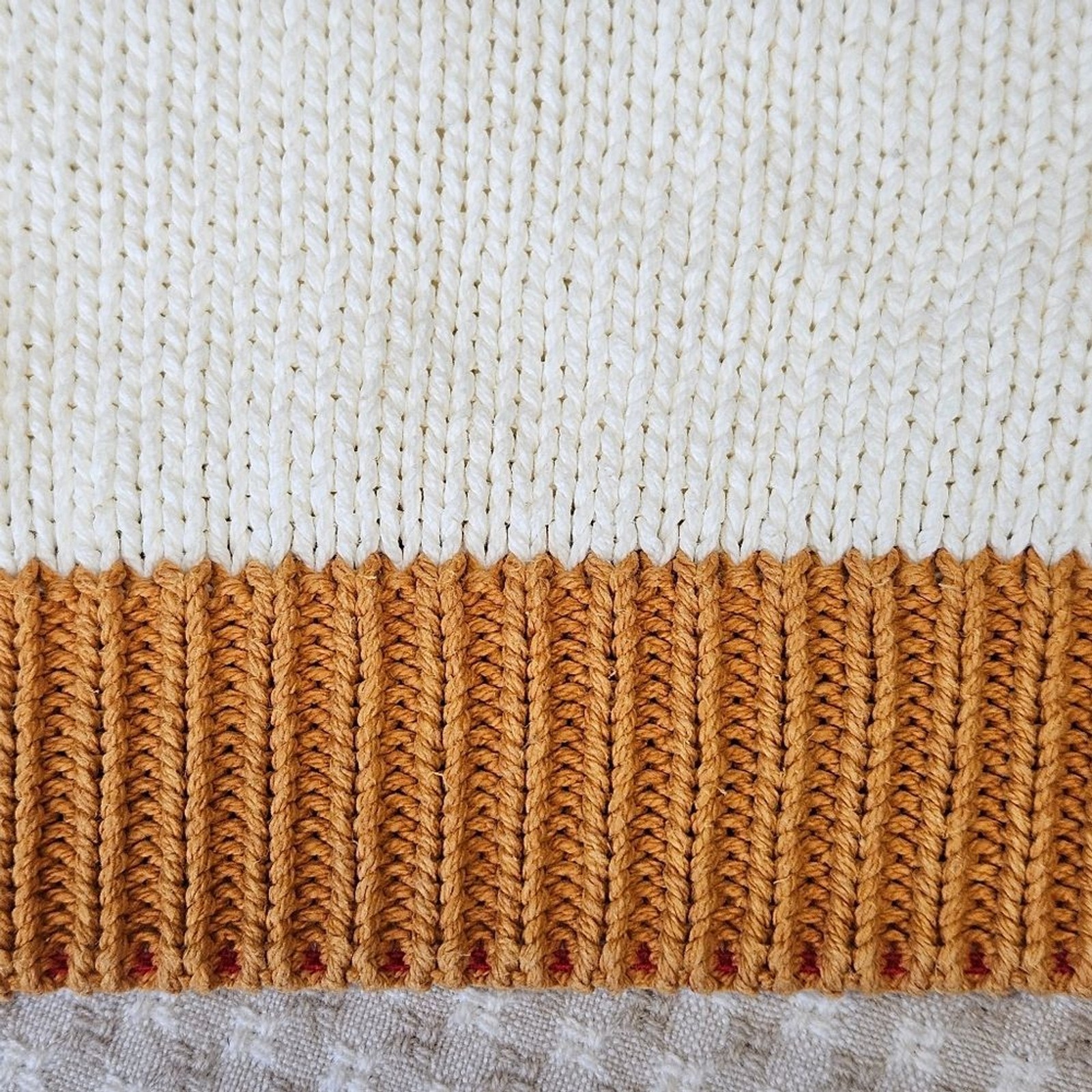 J.G. Hook Vintage Nautical Anchor Rust Cream Stripe Boatneck Cotton Knit Sweater