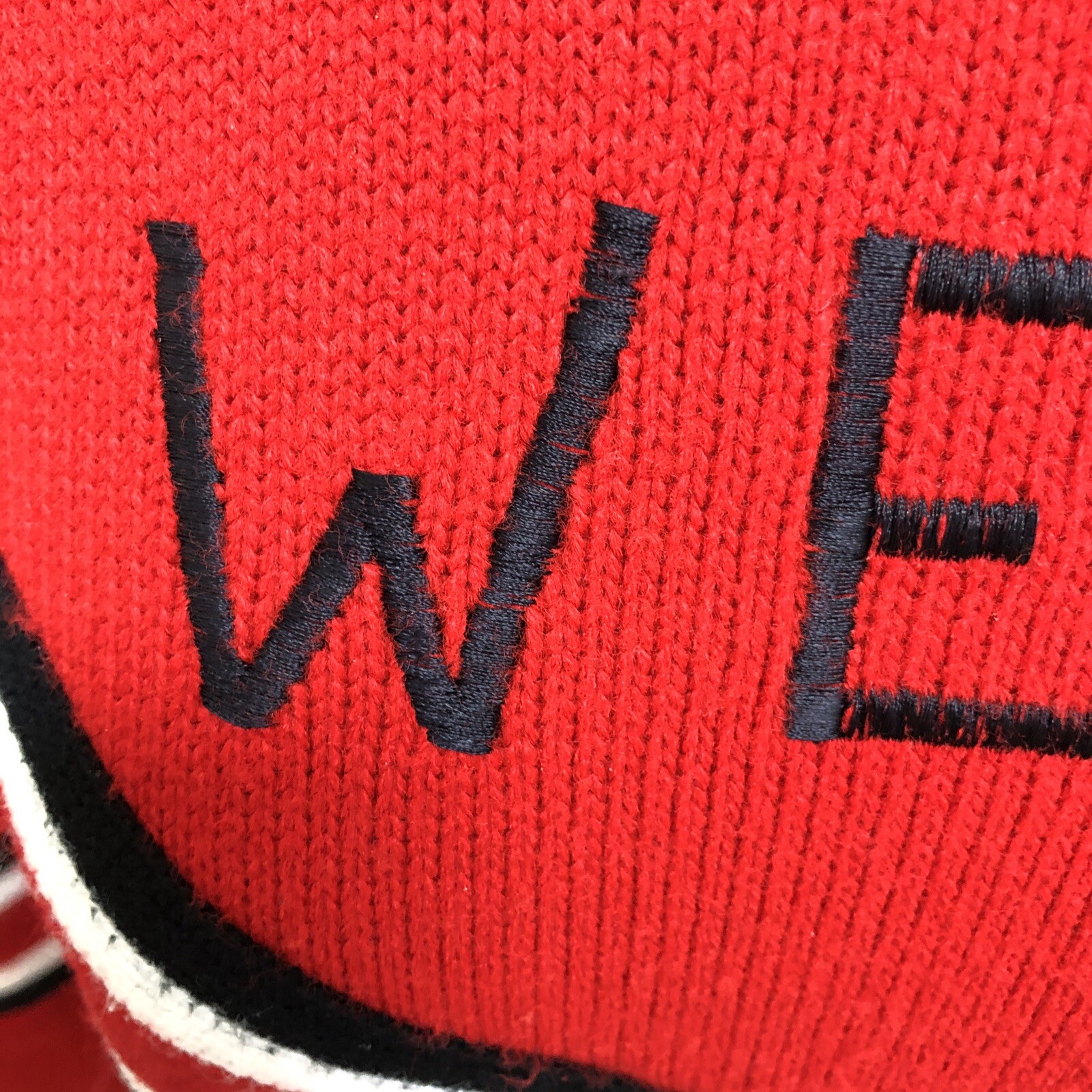 School Cheer Sweater Embroidered WEST Red Knit Gary White Co. USA Sz M VTG