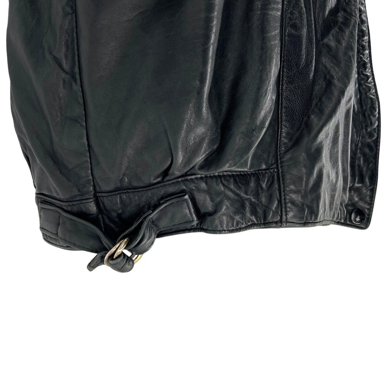 Vintage G-III Leather Fashions Oversized Black Leather Jacket Drawstring Waist