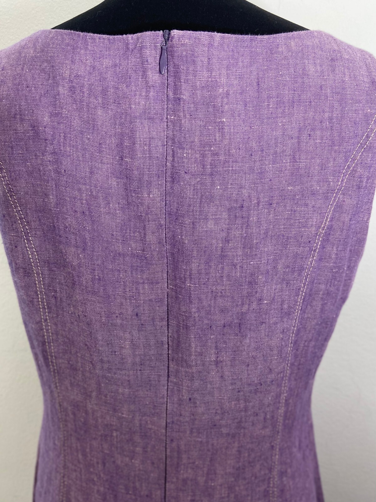 Women’s Vintage Lilac Linen Dress | Simple Summer Shift Dress | Size EU 40
