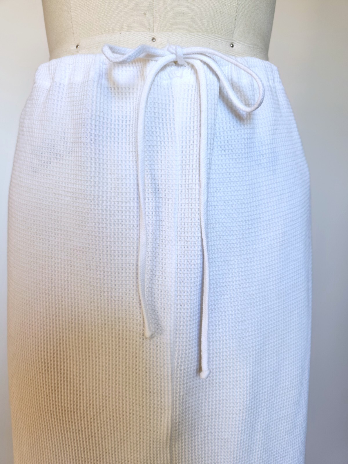 Vintage 1980s 80s Designer Norma Kamali Cotton Knit Boho White Skirt Vtg M