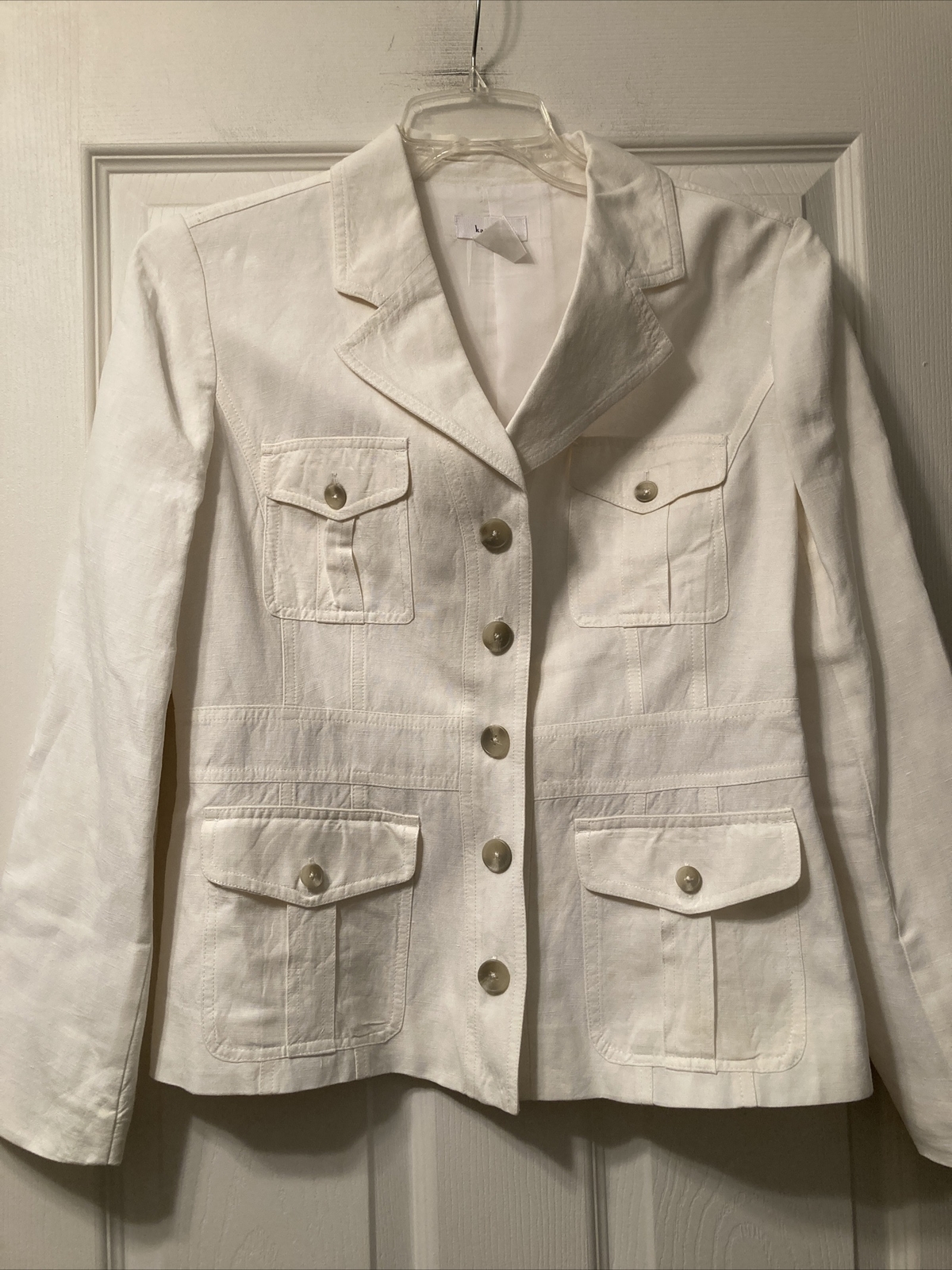 Vintage Kate Hill Size 8 Button Up Long Sleeve Jacket, Linen