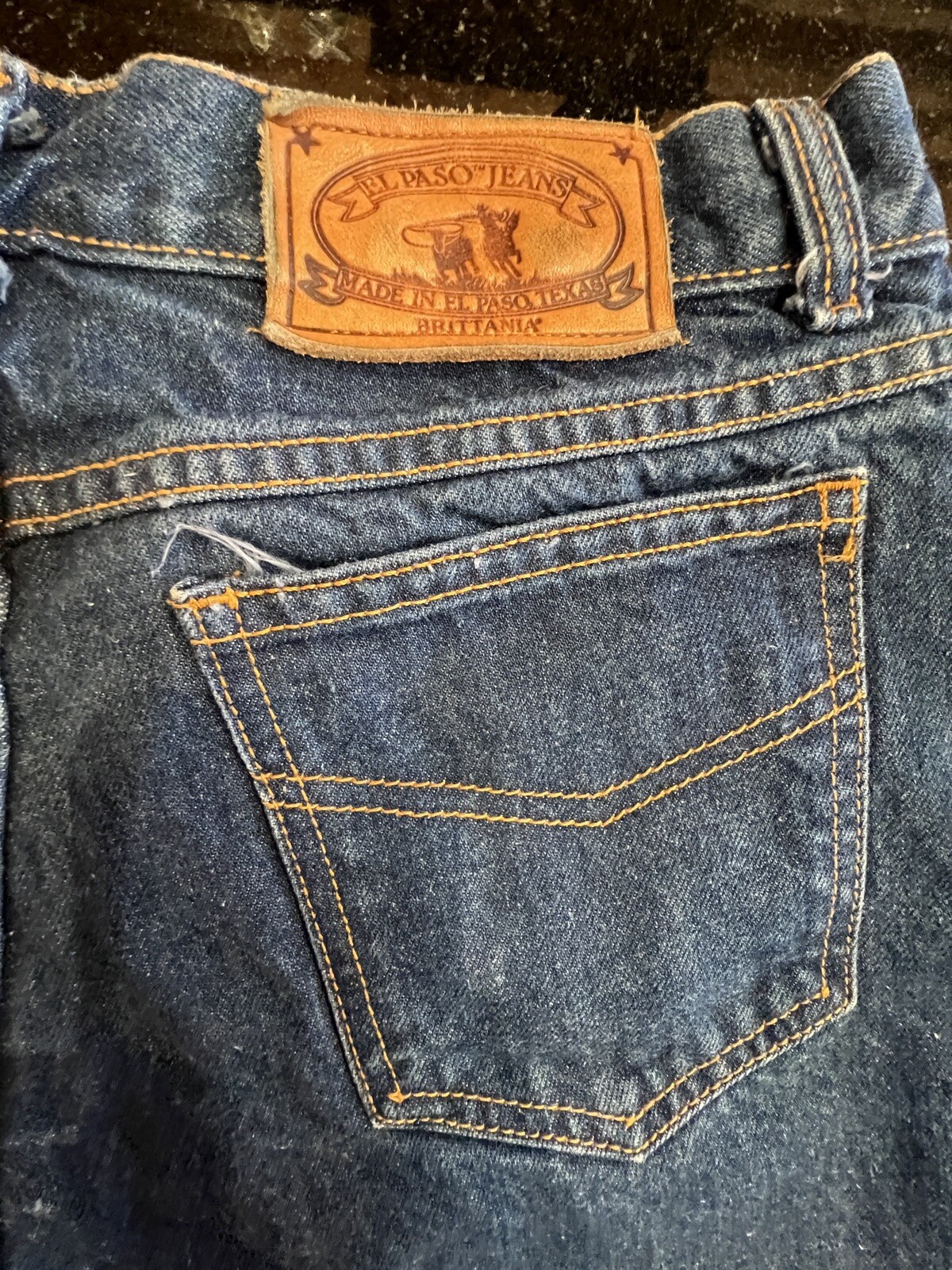 Brittania EL PASO Jeans Leather Patch USA Women Cut A439 Style 6751-2 VINTAGE 14