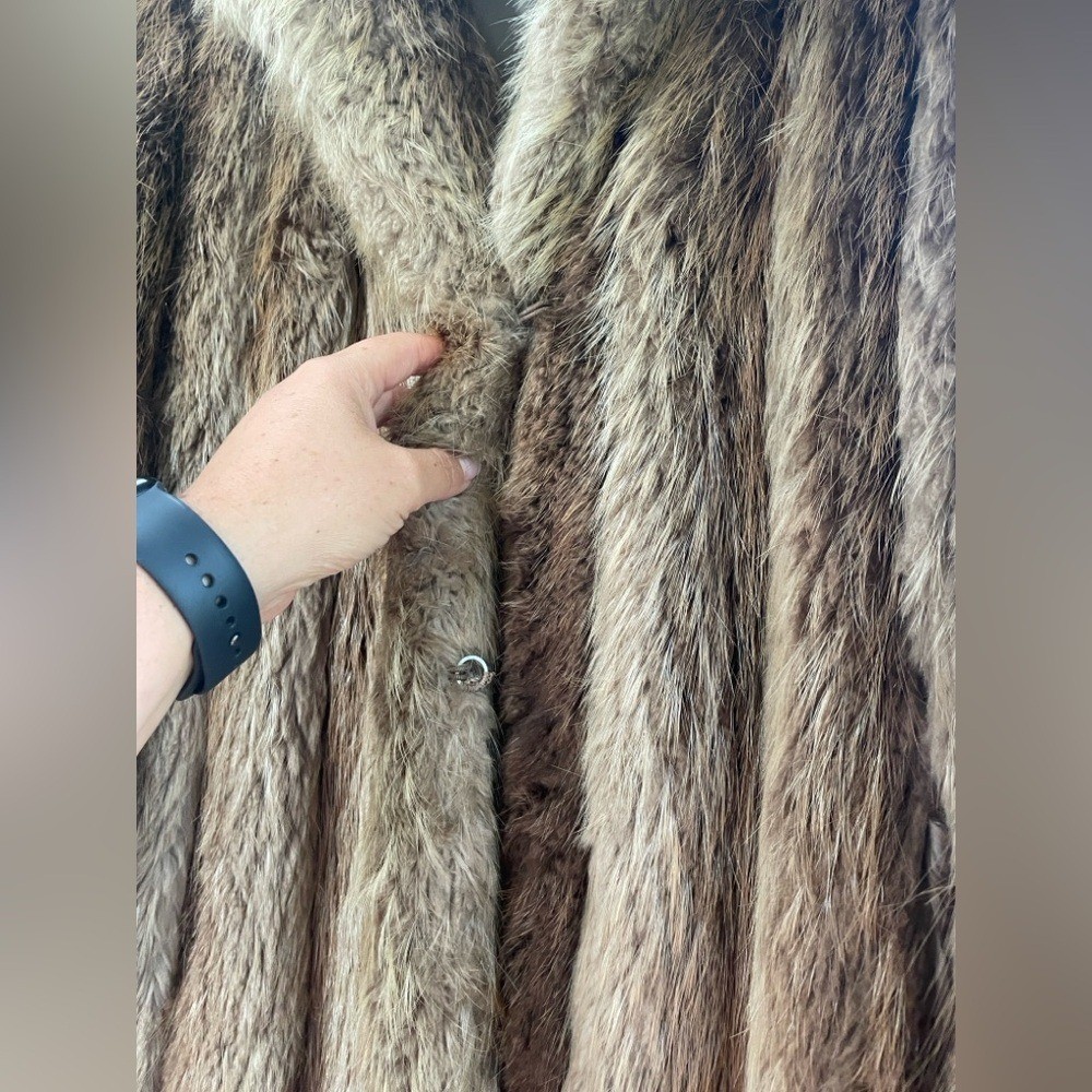 Davellin New York Vintage 1980s Raccoon Fur Brown Tan Jacket Medium Large