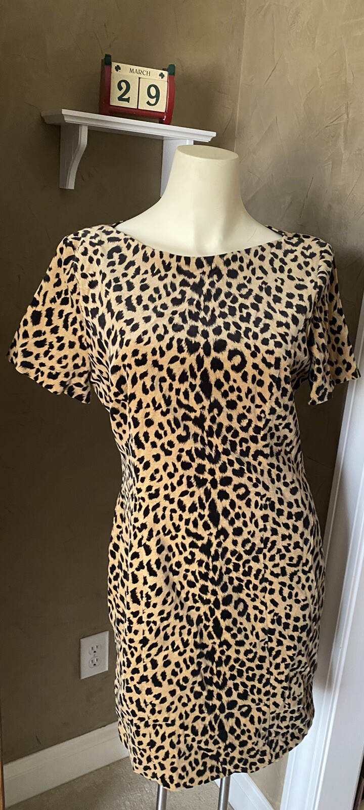 Misty Lane Velvet Cheetah Dress, Size 8, velvet leopard print vintage