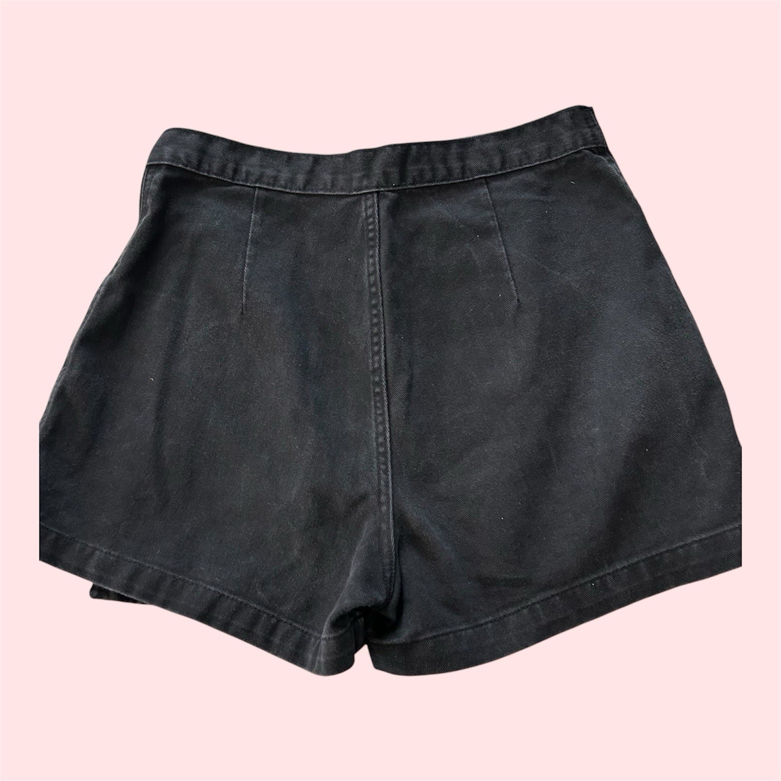 Vintage Bonjour Jeans Black Denim Skort Faux Wrap Short Shorts Skirt 13/14