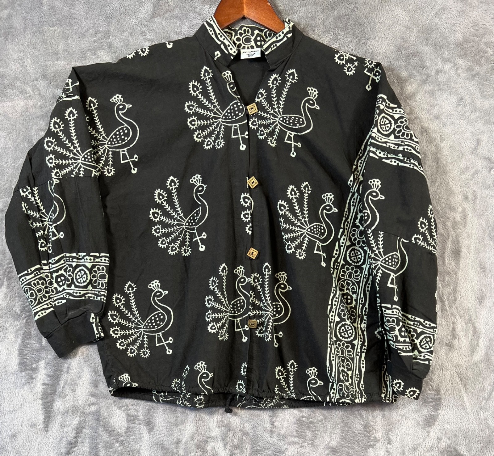 Vintage Ann Maurice San Francisco Jacket Peacock Button Front Jacket OS