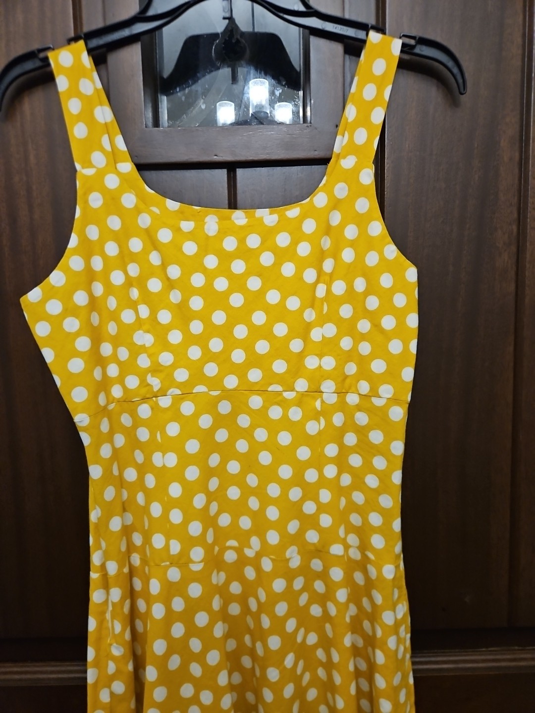Yellow White Polka Dot Sundress S Rockabilly Cottagecore Twee Whimsical Handmade