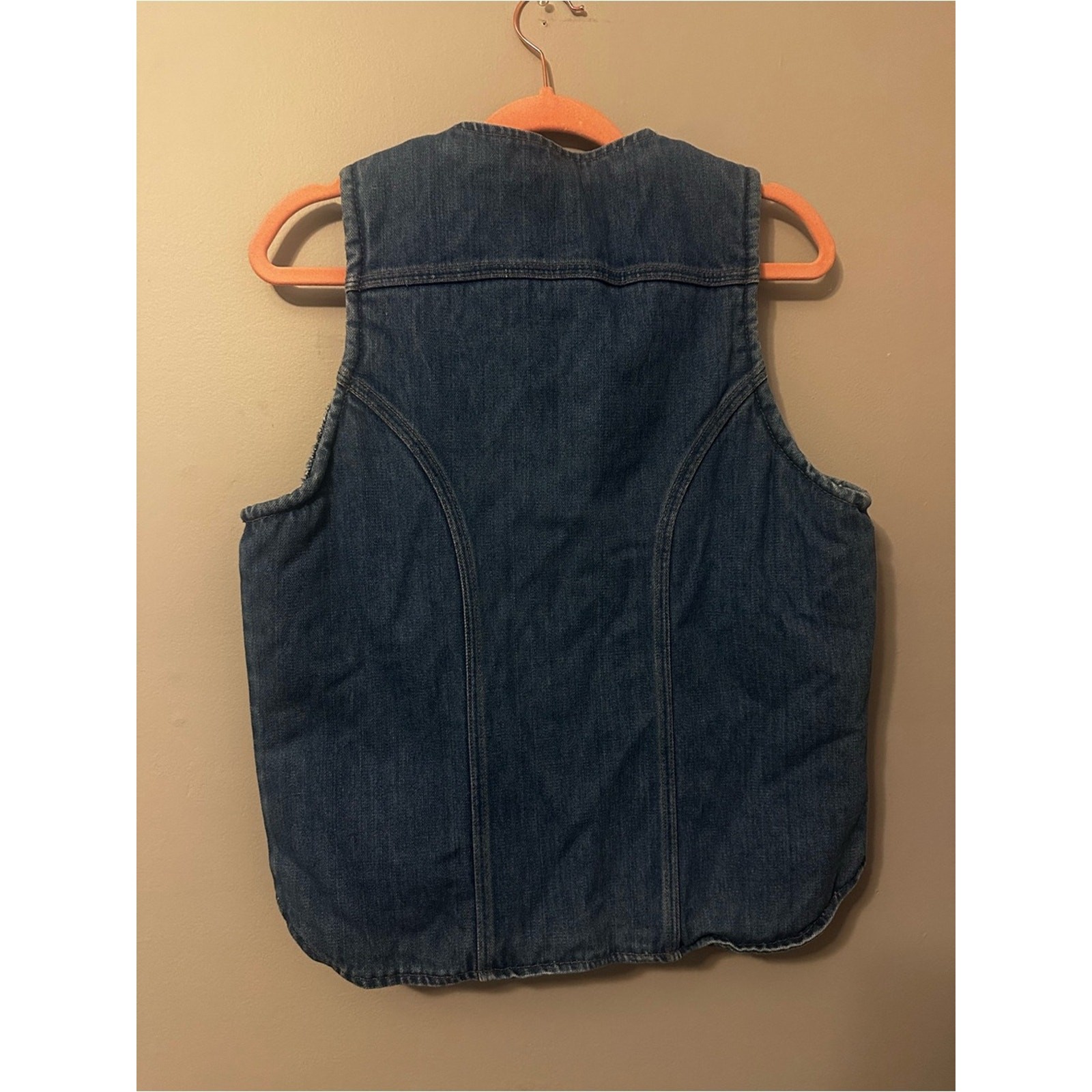 Vintage wrangler Sherpa lined denim vest USA made ranch workwear western