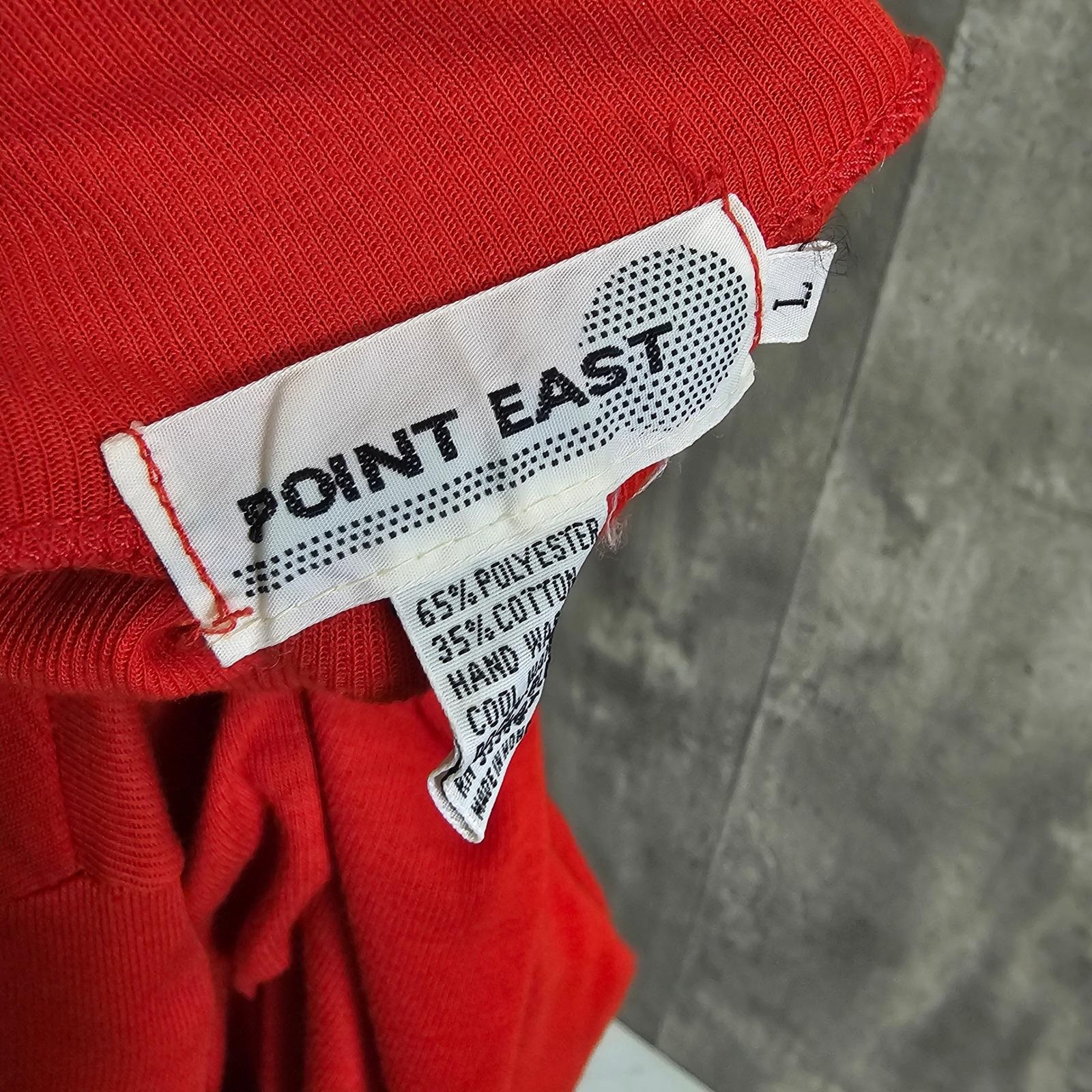 Vintage Point East Red Orange Turtleneck Top Stretch Knit Long Sleeve Womens