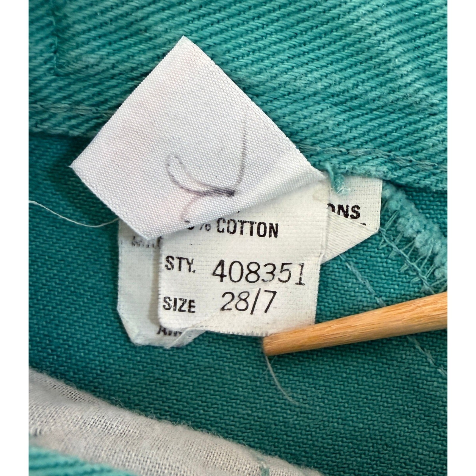 Vintage Rocky Mountain Jeans Teal Green High Waist Western Tapered 28/7 Made USA