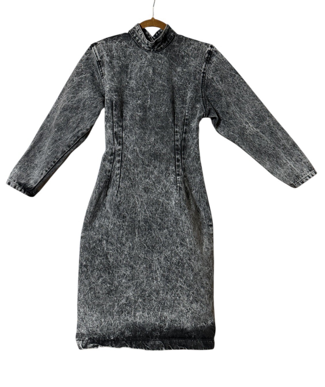 80’s VTG Paris Blues Stonewashed Black Acid Wash Bodycon Dress Juniors 7 XS/S
