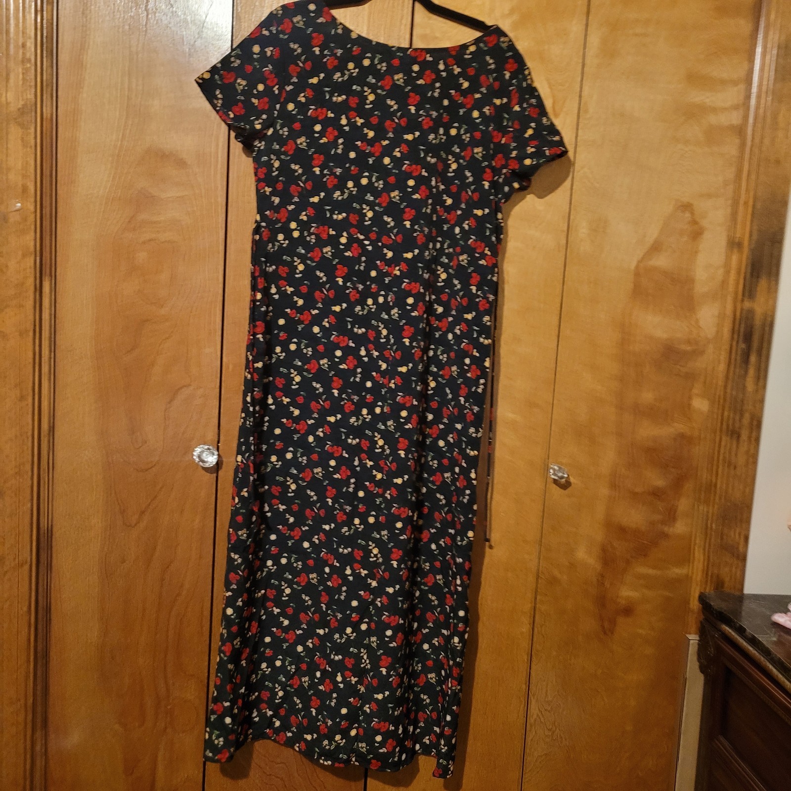 Vtg 90s Timeless Tickets Clothing Floral Dress Tie Waist Maxi Grunge Sz Large