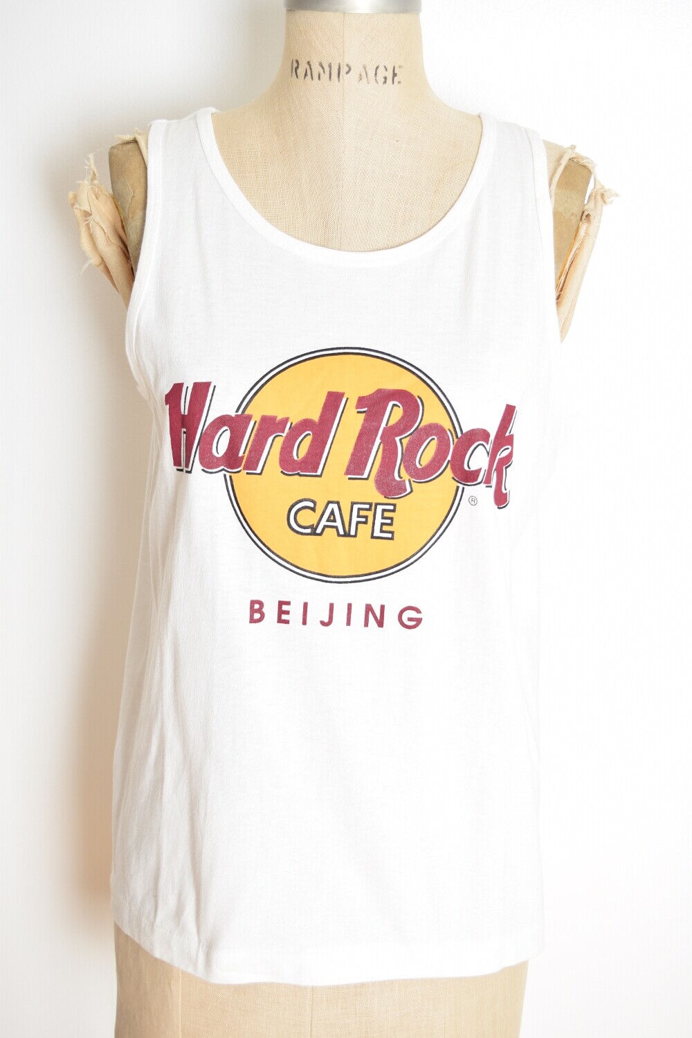 vintage 90s tee t shirt tank top white Hard Rock Cafe Beijing shirt clothing M