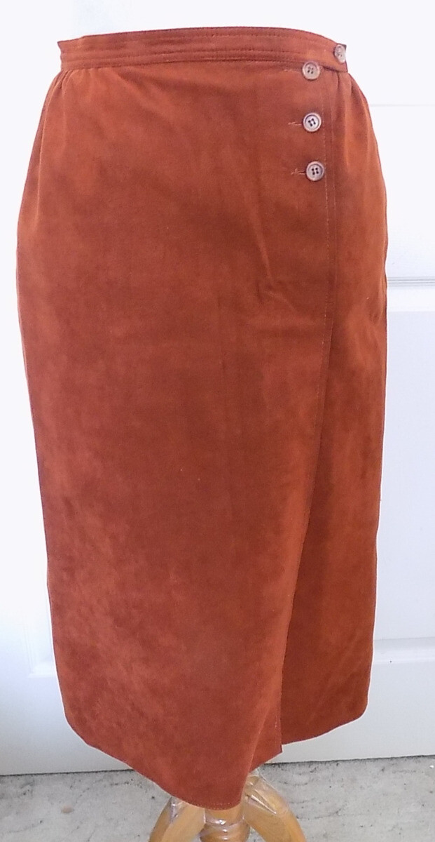 Vintage 70s Rust Ultra Suede Don Sayers Skirt Size 8 W26