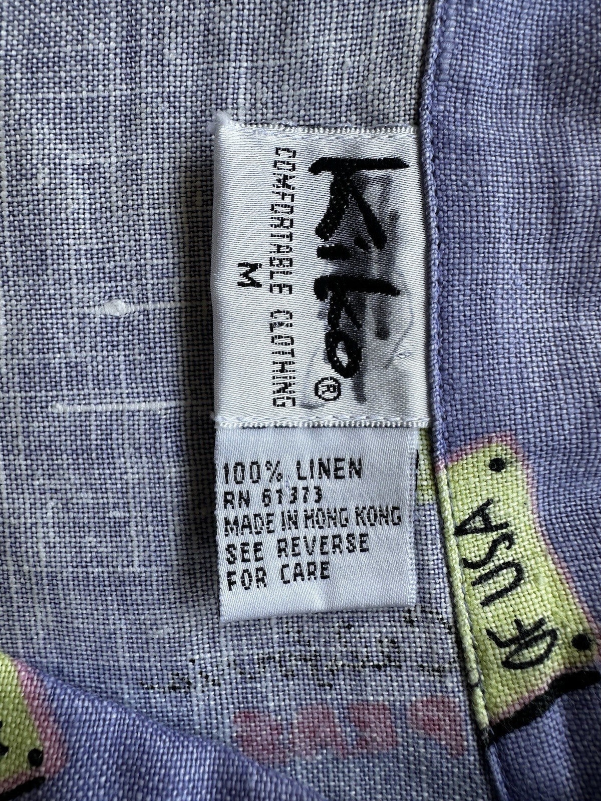 Vintage 90s Linen Novelty Citrus Fruit Shirt Dress Purple Button Front Kiko S M