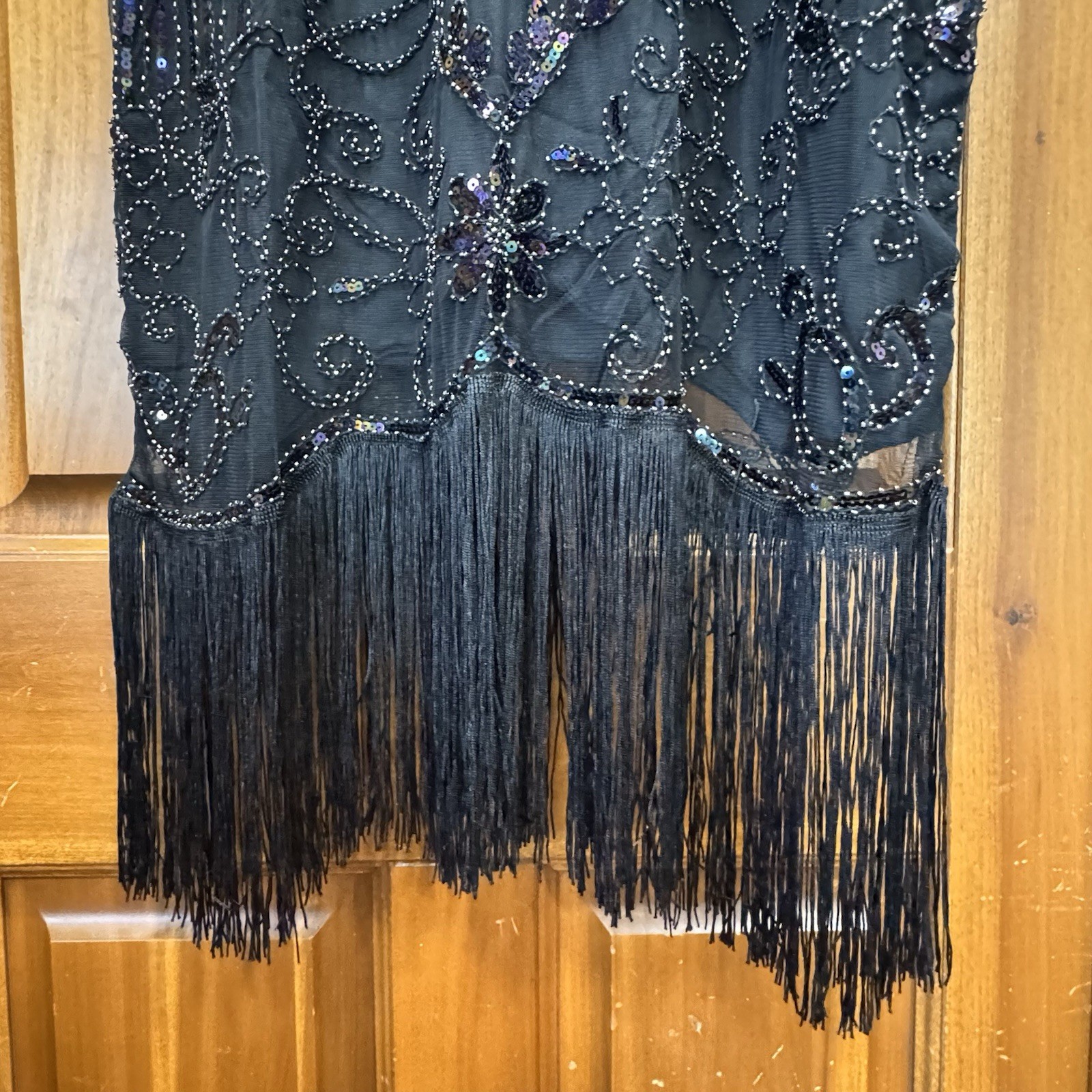 Flapper Dress 1920s Style Sequin Beaded Great Gatsby Party XXXL Black