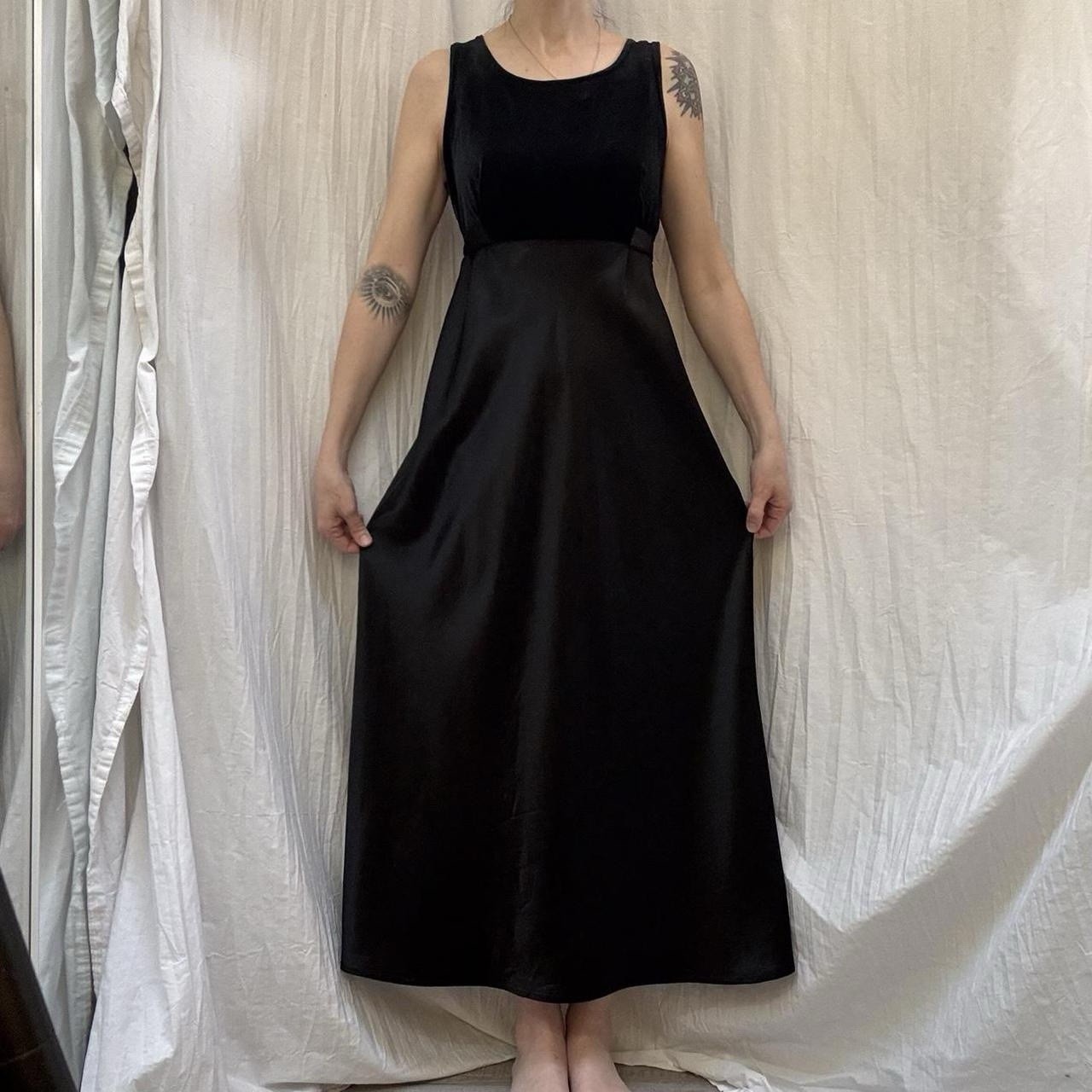 Black Velvet And Satin Maxi Dress By CDC Vintage 90s Size S/M Whimsygoth Witchy