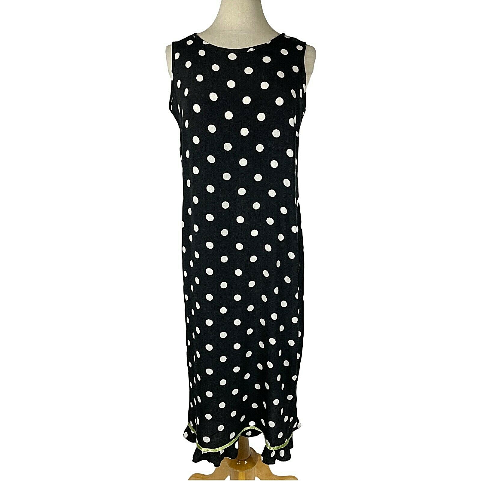 Vgt. Dressing Clio Petites Women black polka dot maxi casual Dress L Petites