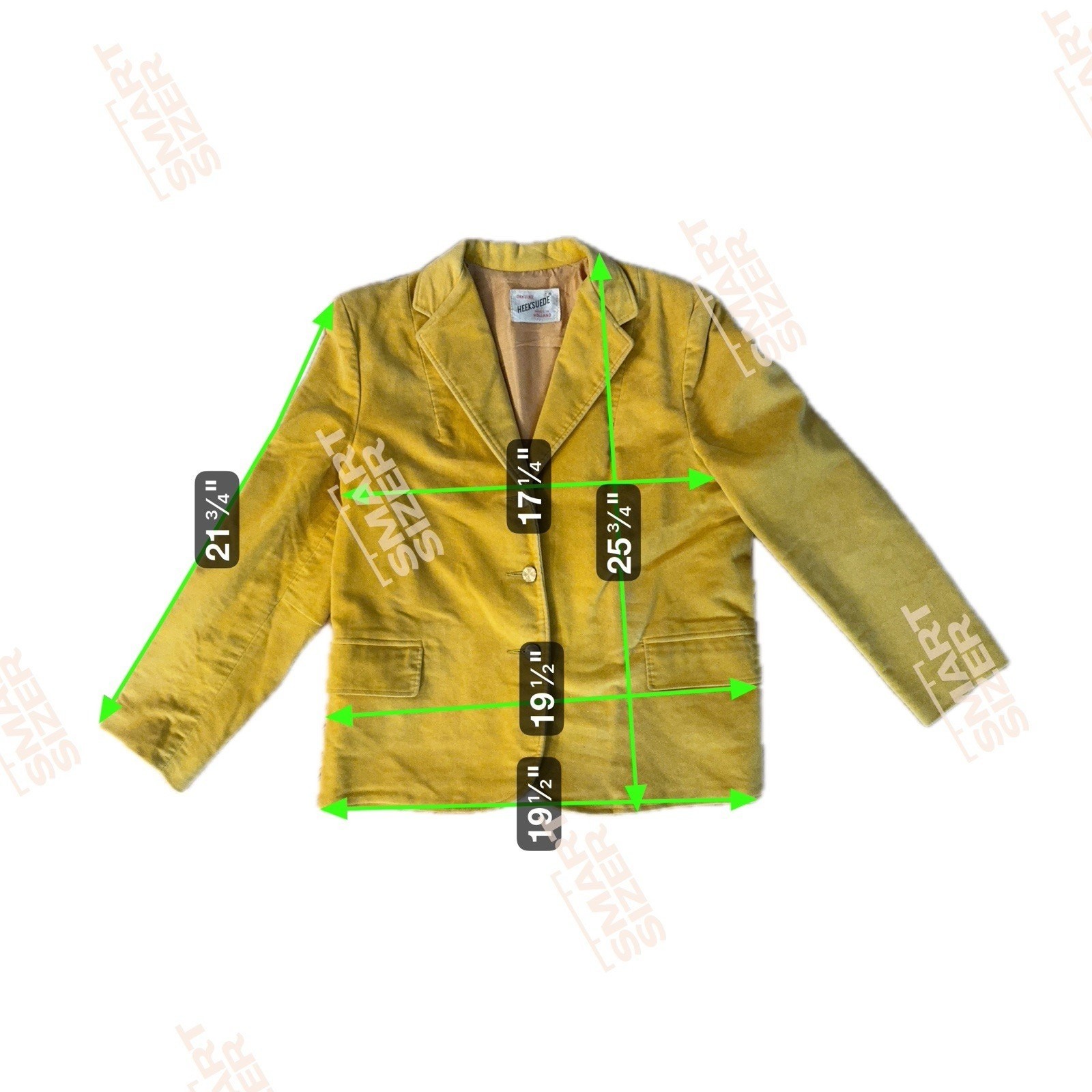 Vintage Heeksuede Blazer Golden Yellow Sz 16 Union Made Old Money Academia