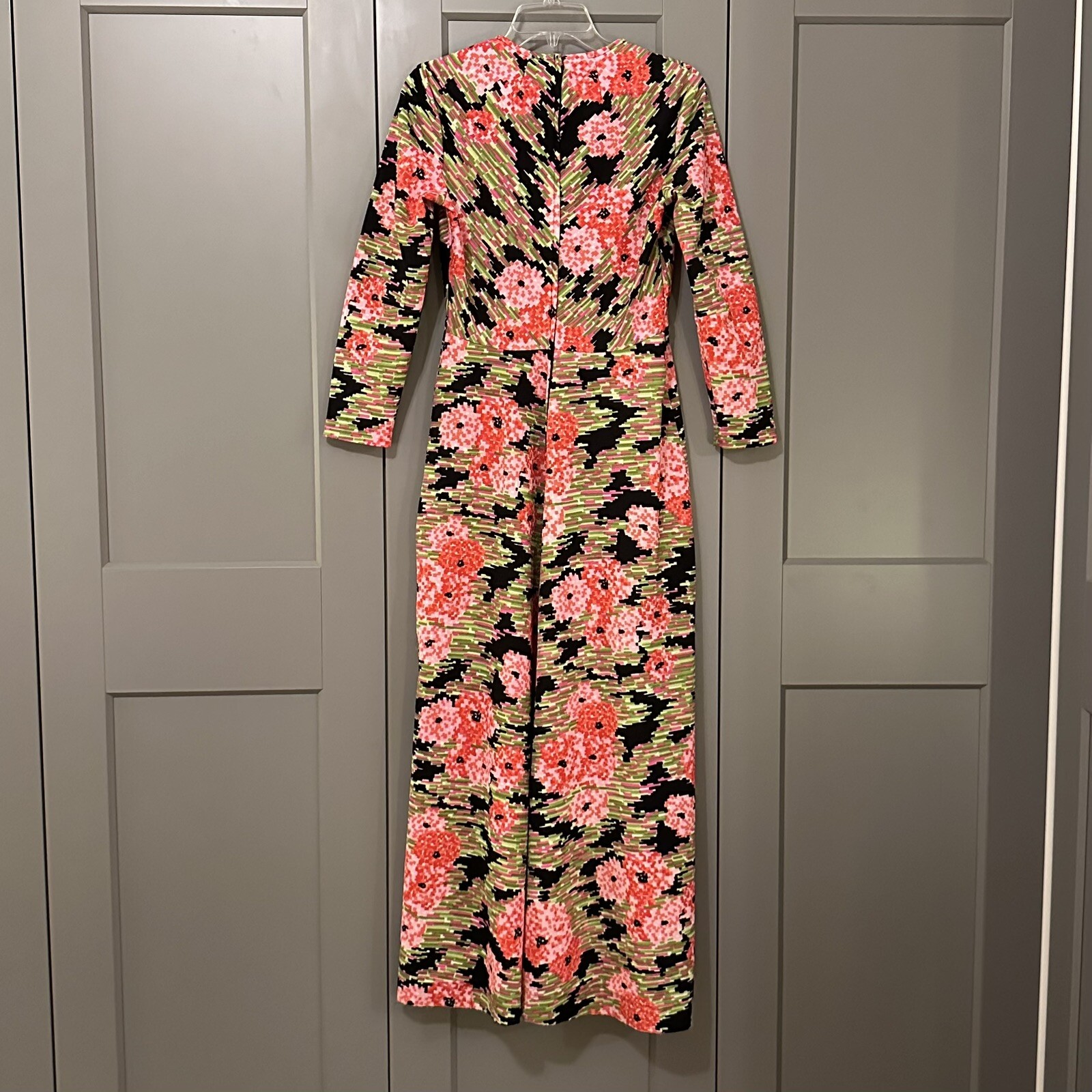 Vintage 1970’S Black Graphic Floral Double Knit Maxi Dress By „IT’S BETTER” 12