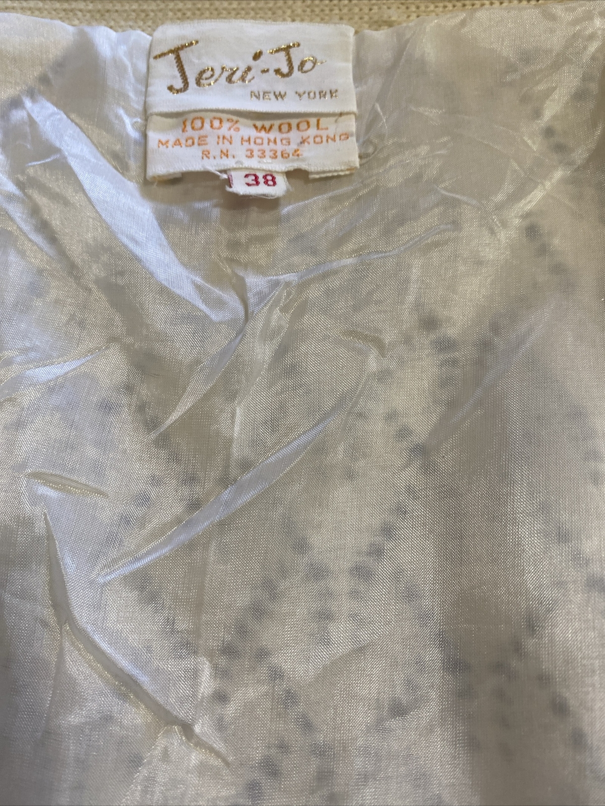Vintage Jeri-Jo New York Sequin Cardigan Sweater Jacket 100% Wool Size 38 Ivory