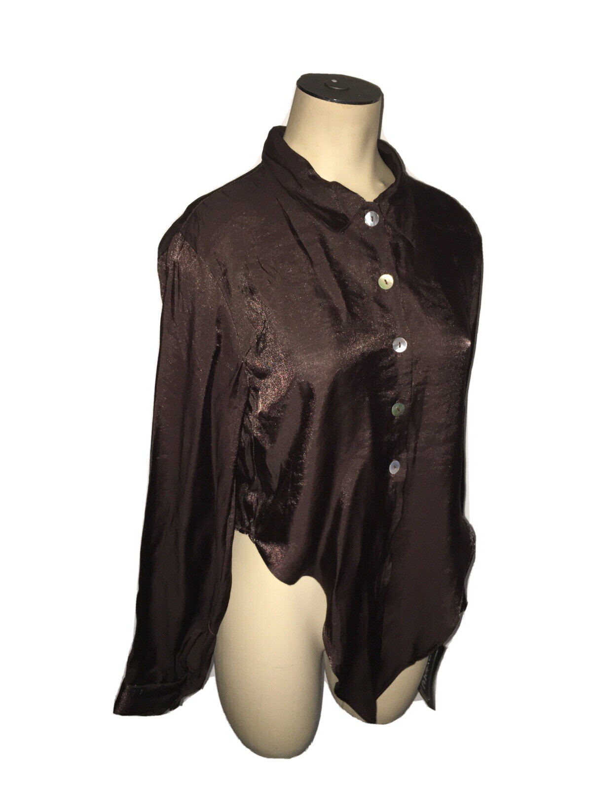 JC Penny Anxiety Brown Button Down Blouse Women’s Size M