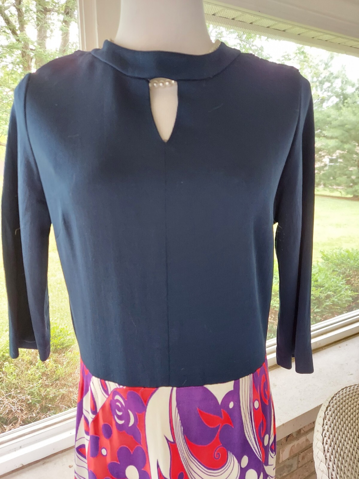 Vintage Dress Psychedelic Keyhole Maxi Dress M late 60s or early 70’s