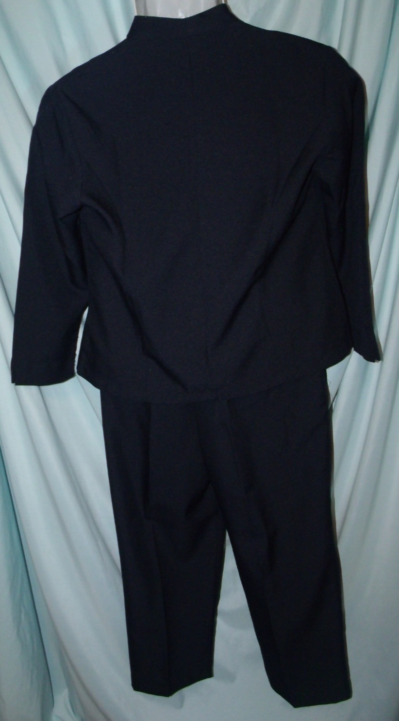 Salon Studio Haband Navy Blue Polyester 3 pc Pant Suit Women’s Petite PL VTG 90s