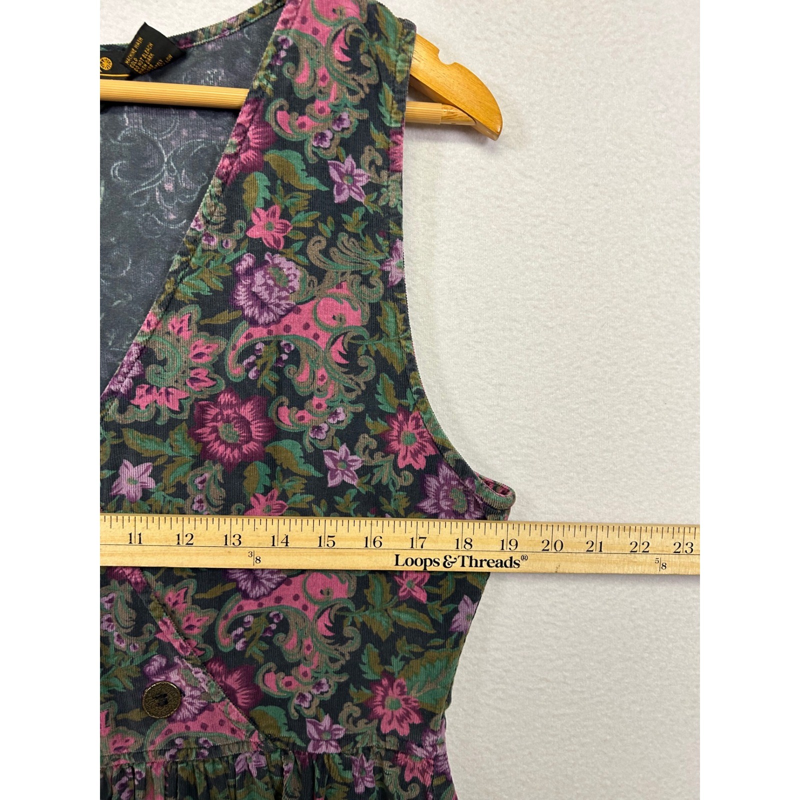 Cottagecore Vintage Eddie Bauer Womens Sm Multicolor Floral Corduroy Midi Dress