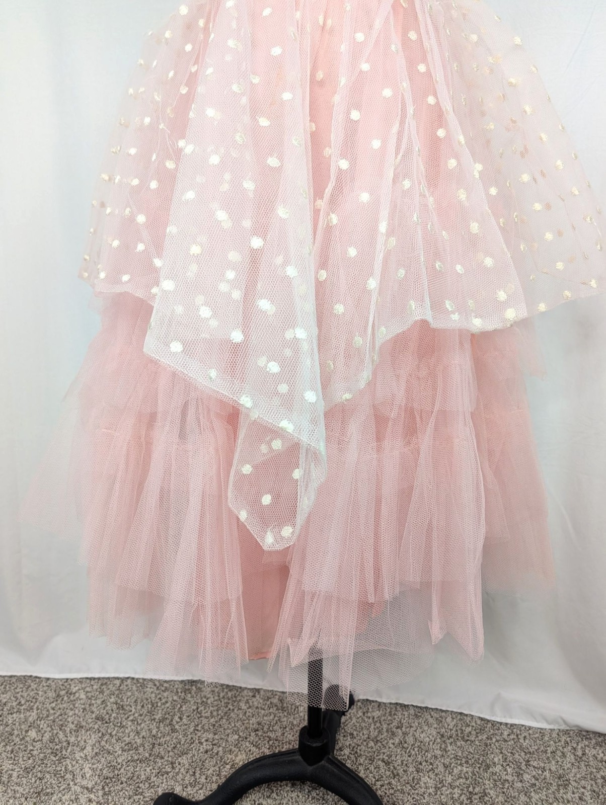 Vintage 50s Prom Dress XX Small 00 Pink Polka Dot