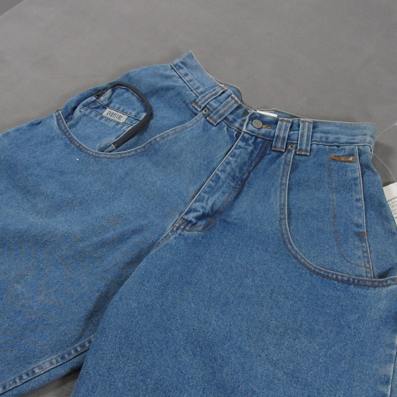 Vintage Corniche Denim Shorts Womens 32 Cargo Blue High Waist Deadstock