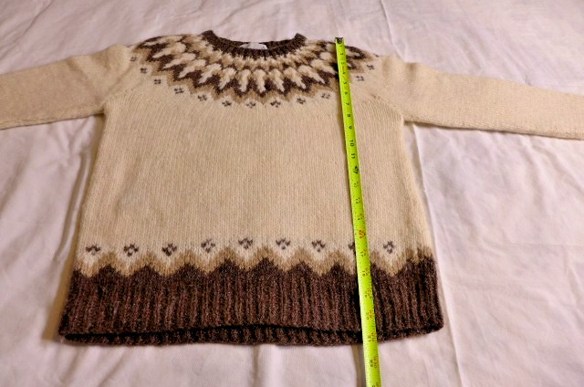 Vintage Women’s Deans Of Scotland 100% Wool White Brown Geometric Sweater 38/M