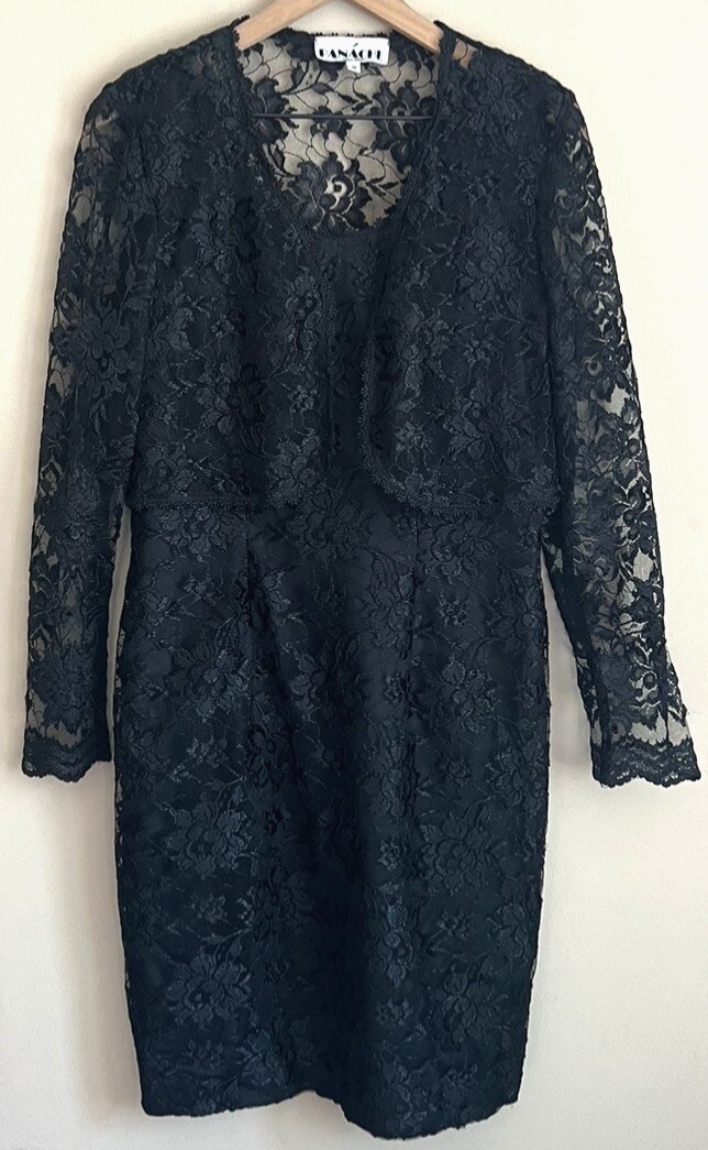 Vintage Dress Jacket 80s Lace Bolero Chantilly Goth Womens Size 8 Set Outfit