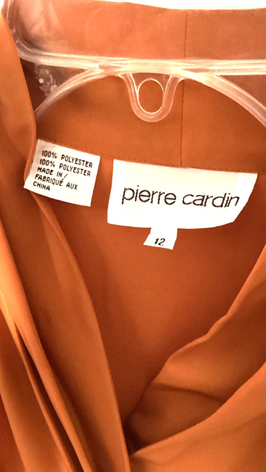 Vintage Pierre Cardin Rust Orange Satin Blouse Designer Retro Glam Button Top