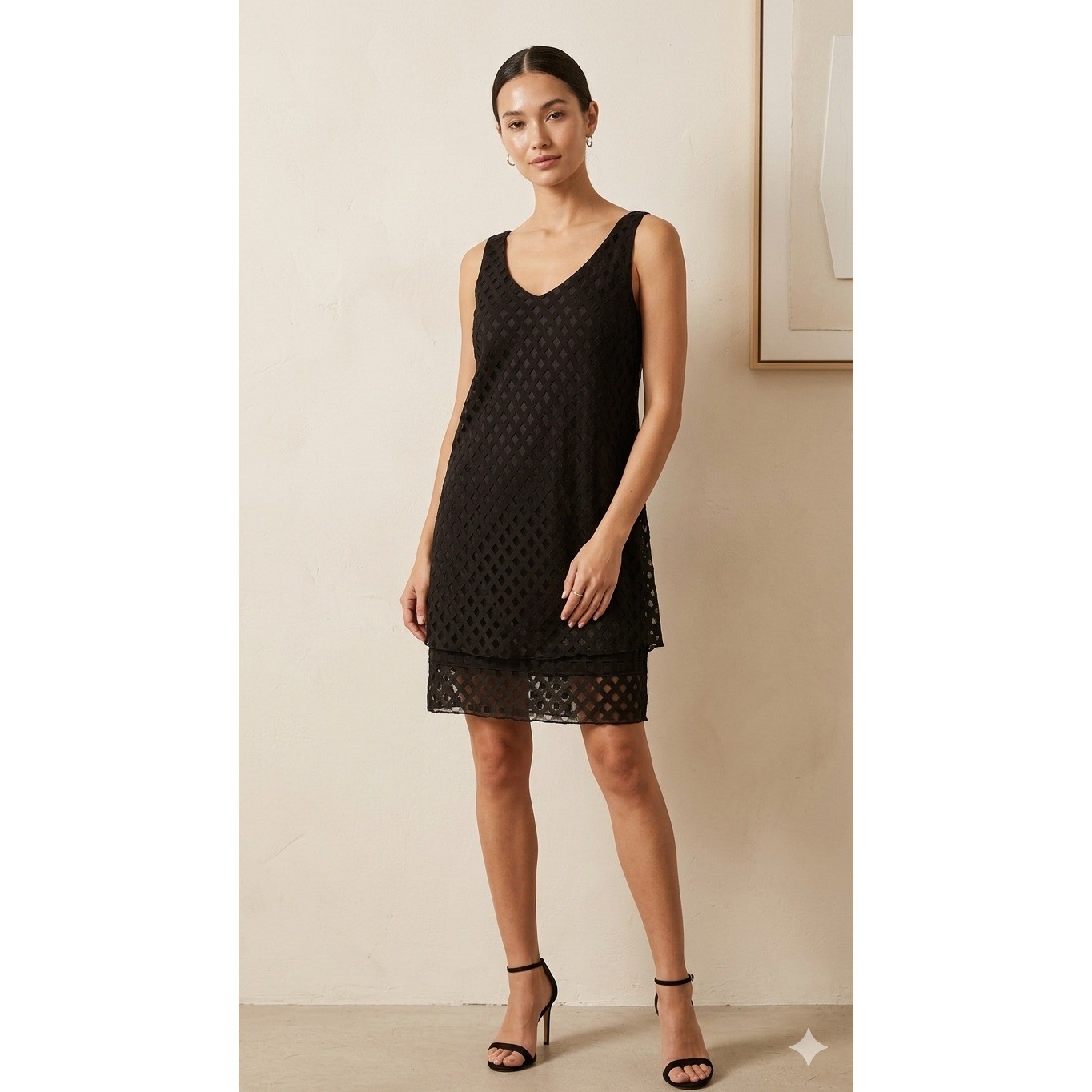 Jeffrey & Darla Vintage 90s Black Diamond Burnout Shift Dress 18W