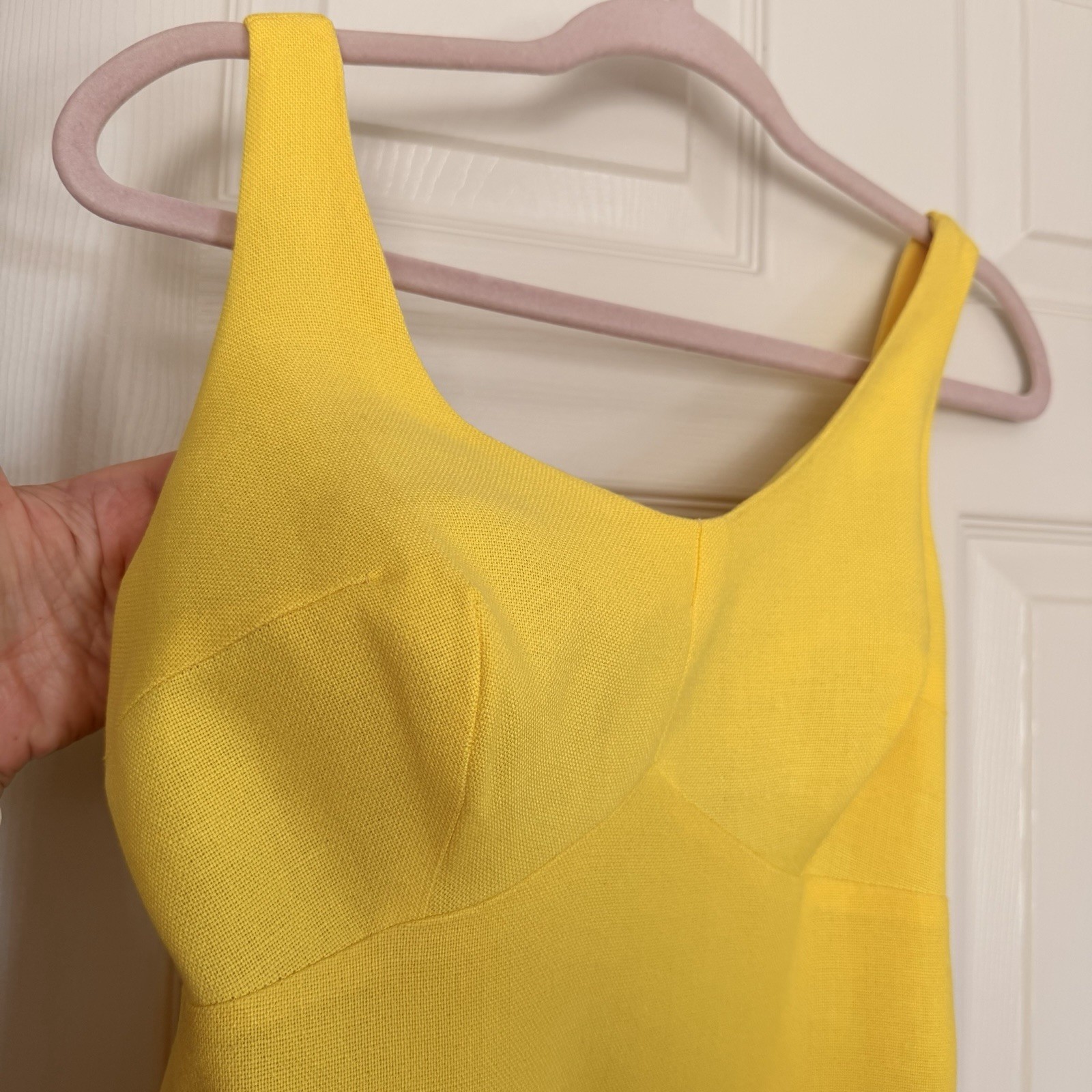 Vintage Carol Brent 60s Yellow Open Back Mod Dress A-Line Sleeveless Size S