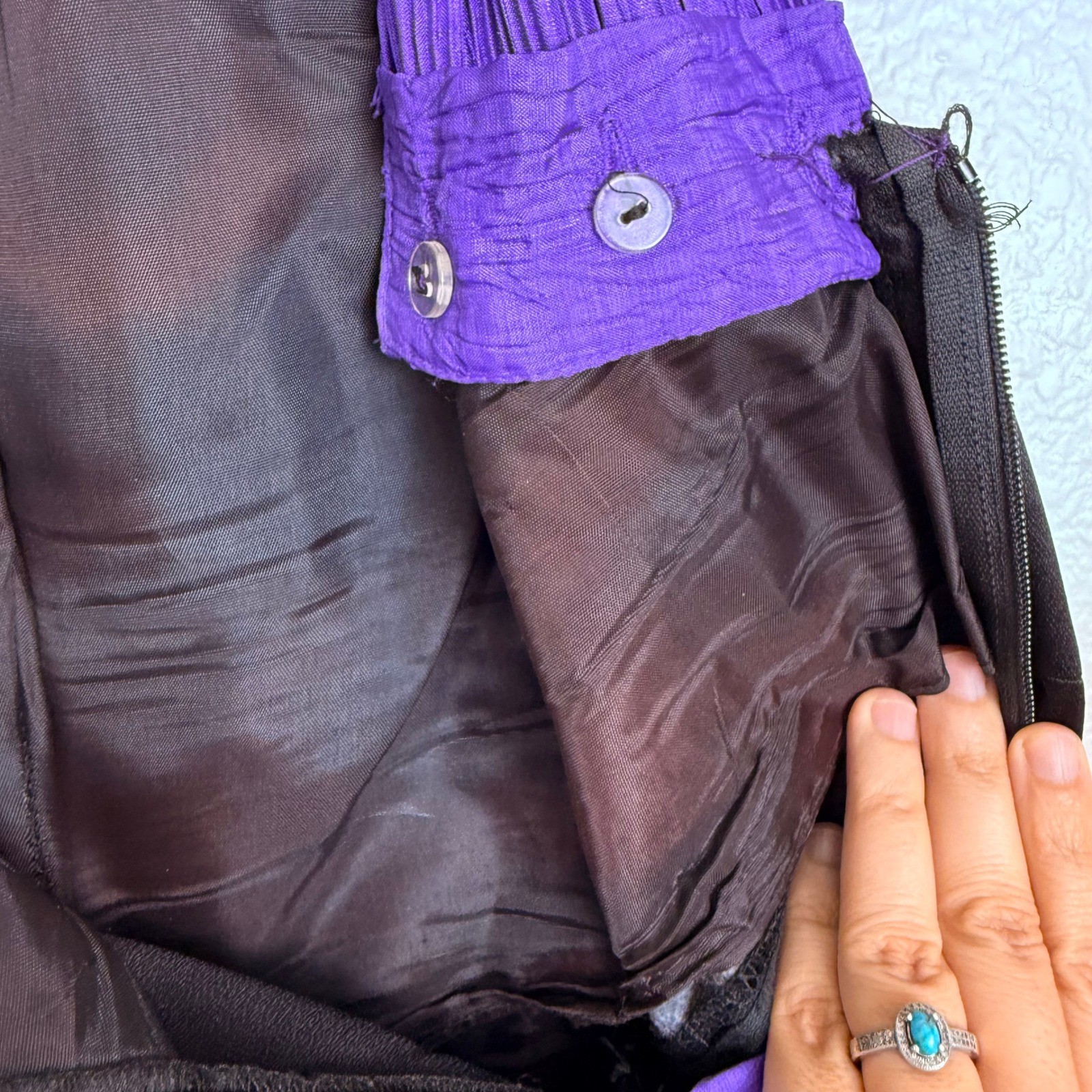 B.B. Collections Barbara Barbara Dress Rare 10 Black Purple Teal Vintage 80s