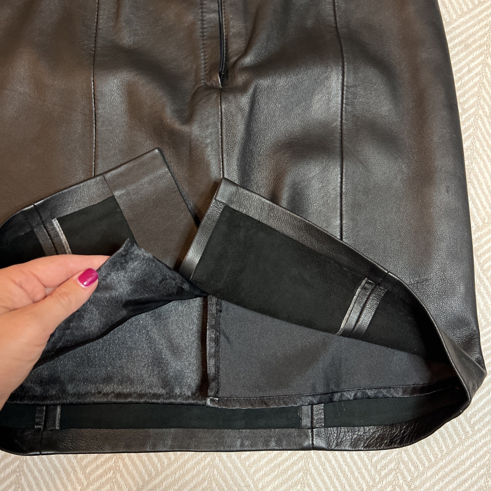 MARDINI Black REAL Leather Lined Pencil Skirt NWT Pinup Retro Goth Vintage