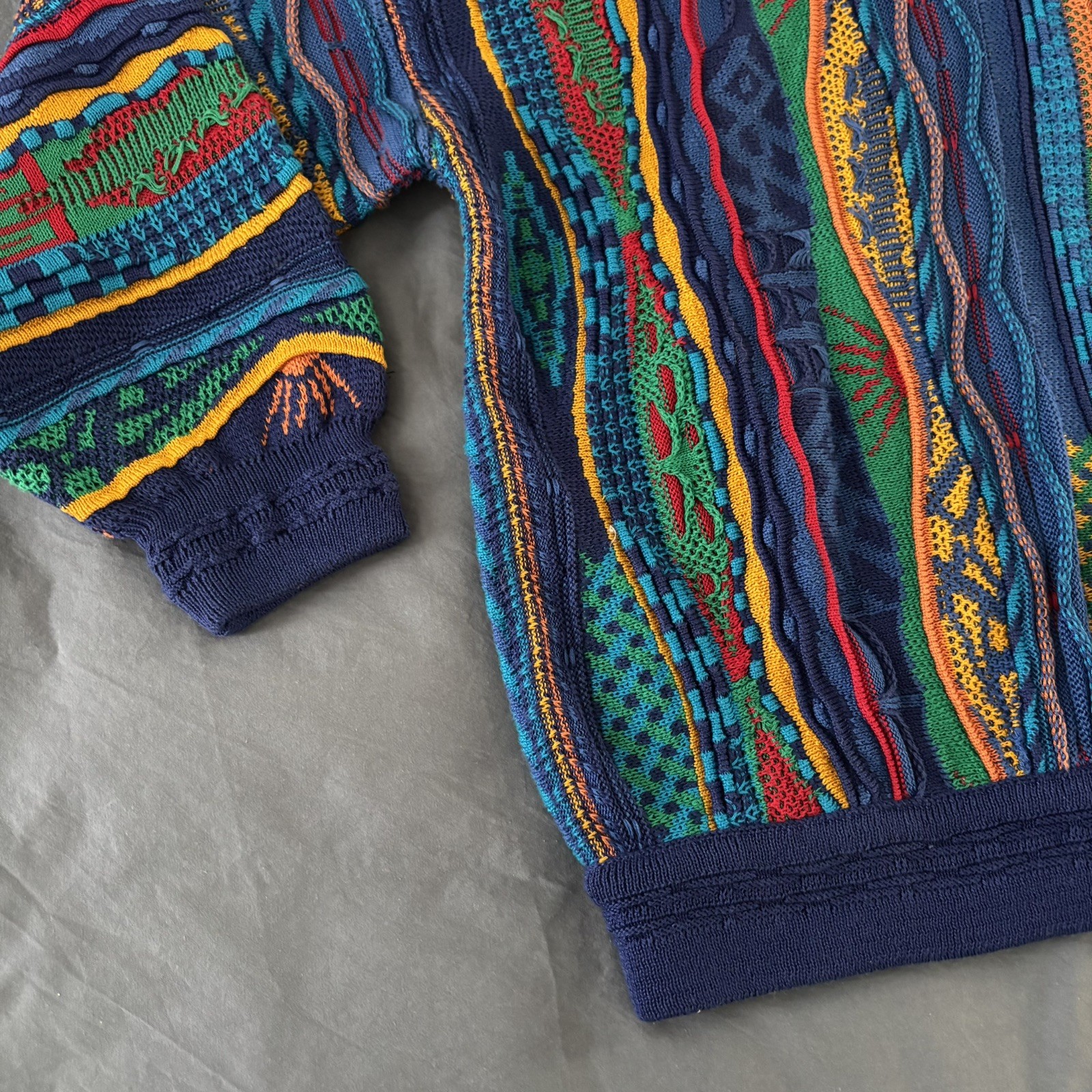 Vintage EMAROO colourful Coogi style pure cotton knit jumper S